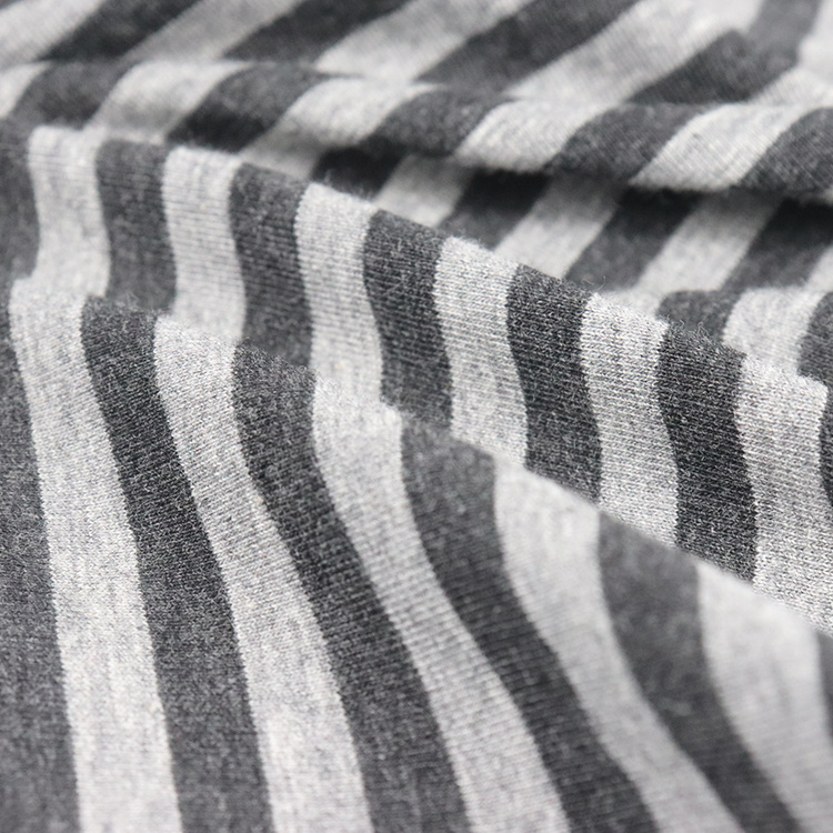 Stripe, 40s Pima Cotton Jersey with Spandex, Heather Grey